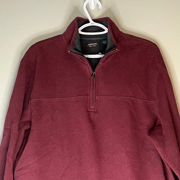 Arrow Men’s 1/4 Zip Maroon Sweater Size Large - Picture 7 of 12